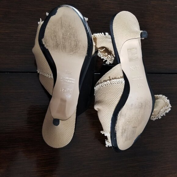 N21 Mule Womens 36.5 Kitten Heel Slide Leather Satin Fabric Slip On Raso Knot - Picture 11 of 15